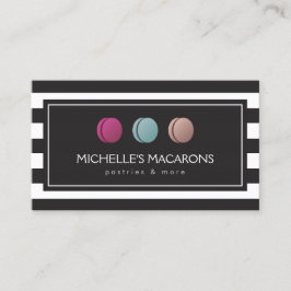 Luxus gestreiftes französisches Macaron-Trio-Logo  Visitenkarte