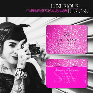 Luxus Girly Pink Glitzer Luminous Stars Monogramm Visitenkarte