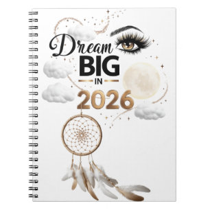 Luxus-Glam-Auge "Träume groß 2026" Spiral-Foto-Not Notizblock