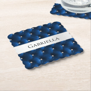 Luxus Glam Blau Faux Velours Untersetzer