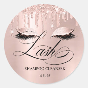 Luxus Glam Blush Rose Gold Lash Bath Cleanser Club Runder Aufkleber