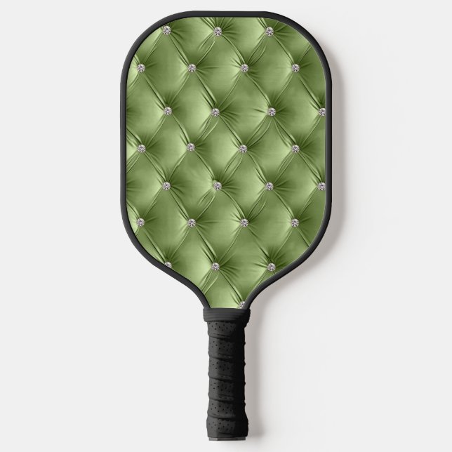 Luxus Glam Sage Green Imitats Velvet Pickleball Schläger (Vorderseite)