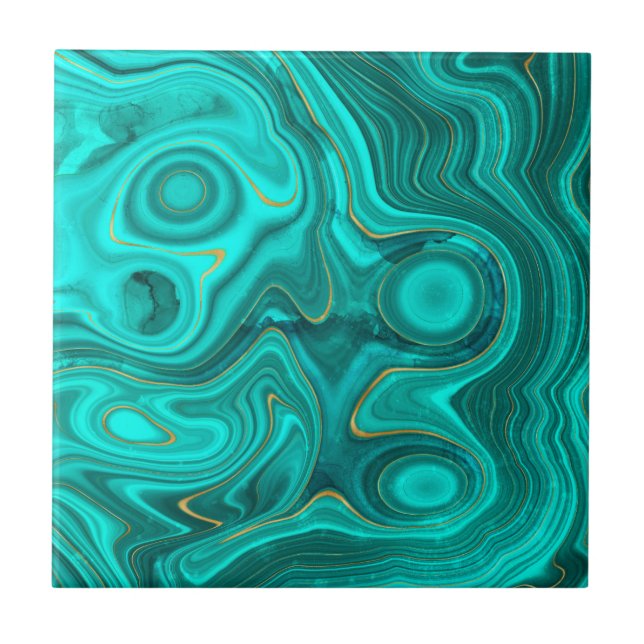 Luxus Glam Turquoise Abstraktes Muster Fliese (Vorderseite)