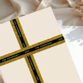 Luxus-Glamour Schwarz und Gold Glitter-Typo Satinband