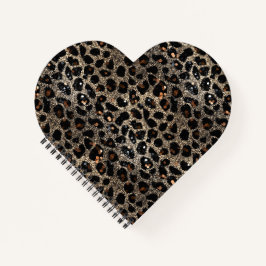 Luxus Glitter Braun Schwarz Gold Leopard Muster Notizbuch