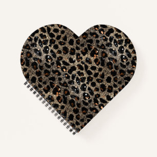 Luxus Glitter Braun Schwarz Gold Leopard Muster Notizbuch