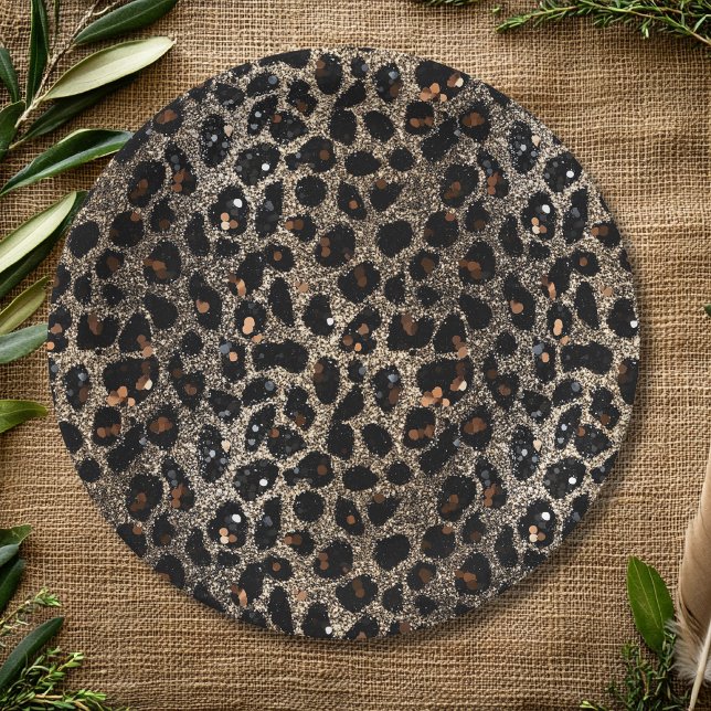Luxus Glitter Braun Schwarz Gold Leopard Muster Pappteller (Von Creator hochgeladen)