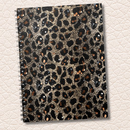 Luxus-Glitter-Braun-Schwarz-Gold-Leopardenmuster Notizblock