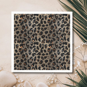 Luxus-Glitter-Braun-Schwarz-Gold-Leopardenmuster Serviette