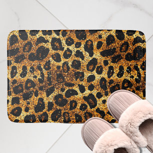Luxus Glitter Gold Braun Rost Leopardenmuster Badematte