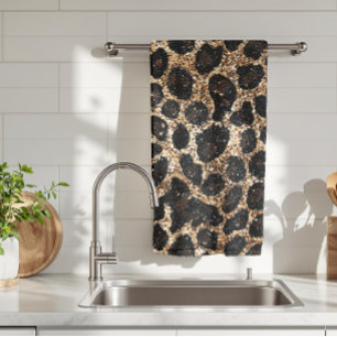 Luxus Glitter Gold Braun Schwarz Leopard Muster Geschirrtuch