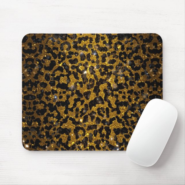 Luxus Glitter Gold Braun Schwarz Leopard Muster Mousepad (Mit Mouse)