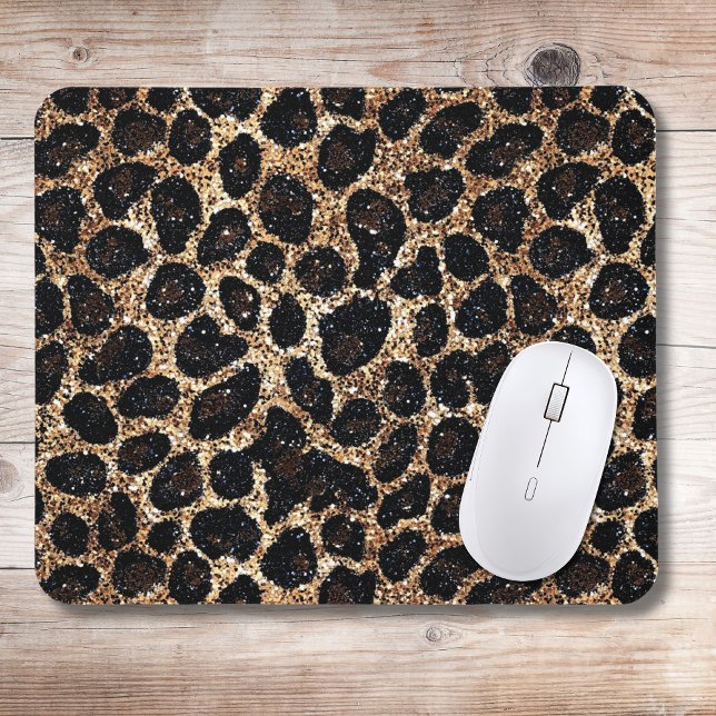 Luxus Glitter Gold Braun Schwarz Leopard Muster Mousepad (Von Creator hochgeladen)