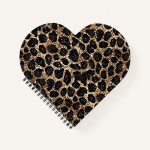Luxus Glitter Gold Braun Schwarz Leopard Muster Notizbuch