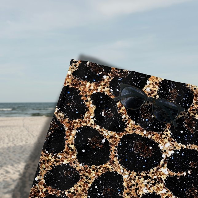 Luxus Glitter Gold Braun Schwarz Leopard Muster Strandtuch (Von Creator hochgeladen)