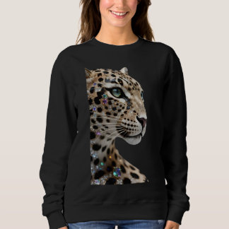 Luxus-Glitter-Juwel-Leoparden-Grafik-Sweatshirt Sweatshirt