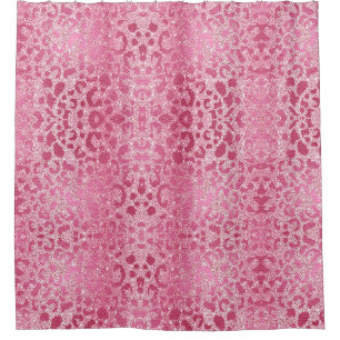 Luxus Glitter rosa Leopardenmuster Duschvorhang