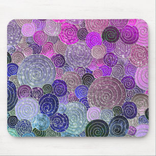 Luxus Glitzer Dots and Circles - farbenfroh lila Mousepad