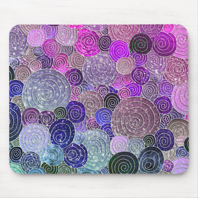 Luxus Glitzer Dots and Circles - farbenfroh lila Mousepad (Vorne)