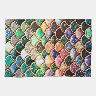 Luxus-Glitzer Mermaid Scales - Multicolor Geschirrtuch