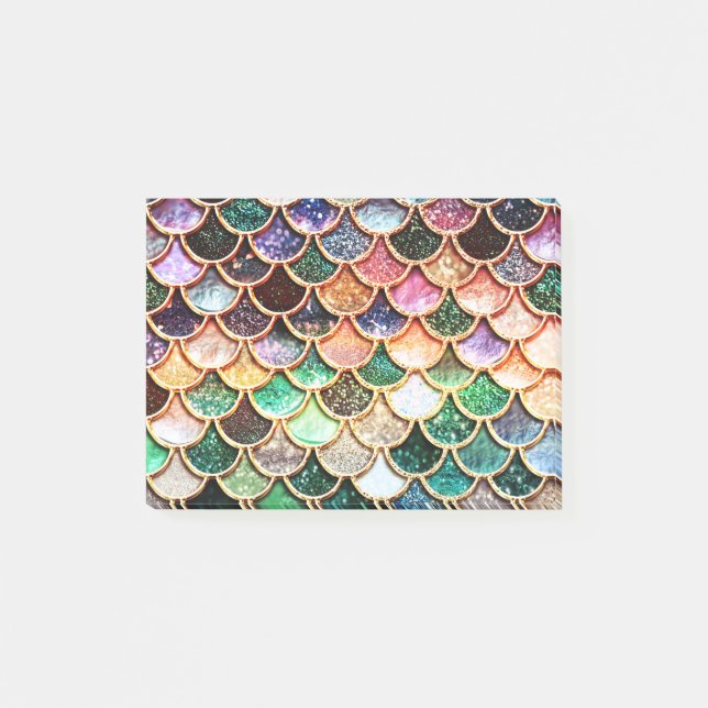 Luxus-Glitzer Mermaid Scales - Multicolor Post-it Klebezettel (Vorderseite)