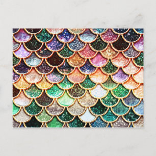 Luxus-Glitzer Mermaid Scales - Multicolor Postkarte