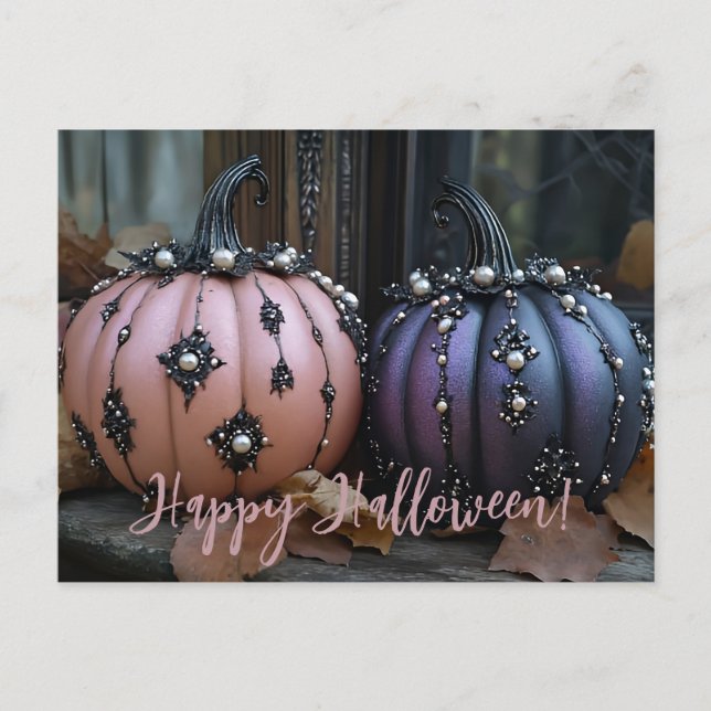 Luxus Glitzer Pumpkins Halloween Grußkarte Postkarte (Vorderseite)
