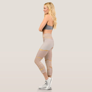 Luxus Glitzer Rose Gold Capri Leggings