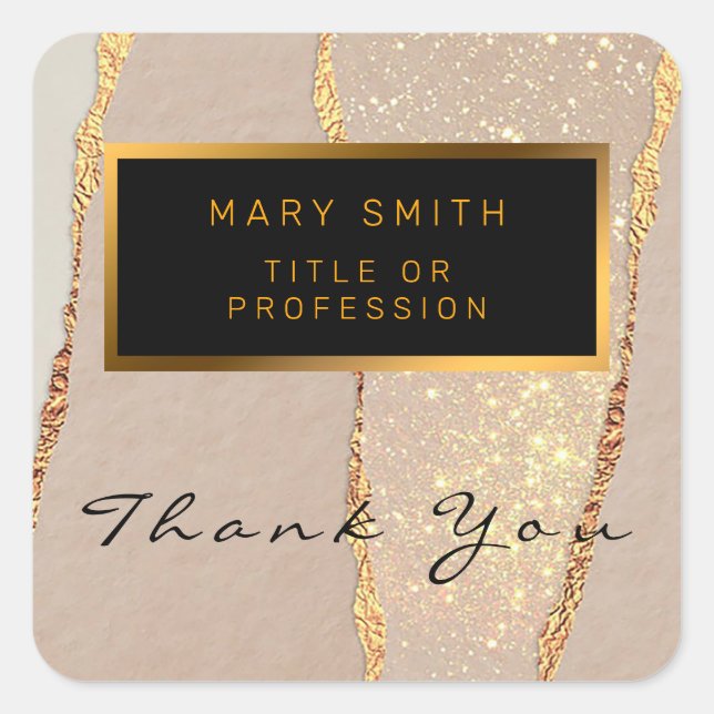 Luxus Glitzer Rose Gold Square Sticker (Vorderseite)