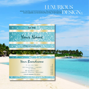 Luxus Gold Aquamariner Glitzer Leuchtende Bright S Visitenkarte