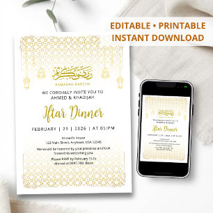 Luxus-Gold-Arabesken-Muster-Iftar-Einladung Einladung