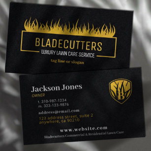 Luxus Gold auf Black Lawn Care Business Cards Visitenkarte