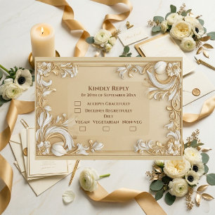 Luxus Gold Barocke Pracht Weiße Tulpen Blumenmotiv RSVP Karte