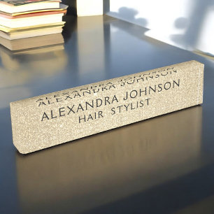 Luxus Gold Beruflicher Glitzer Sparkle Moderne Namensplakette