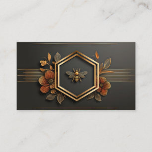 Luxus Gold Biene Sechseckig Blumen Midnight Schwar Visitenkarte