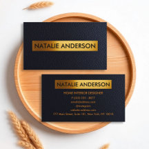 Luxus Gold & Black Leather Business Card