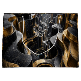 Luxus Gold Blau 3D Würfel Tunnel Große Geschenktüte