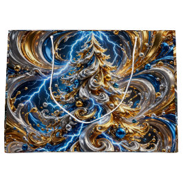 Luxus-Gold-blauer geschmolzener Schneekristall Große Geschenktüte