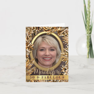 Luxus Gold Blumen Custom Foto Fünfzig Und Fantasti Einladung