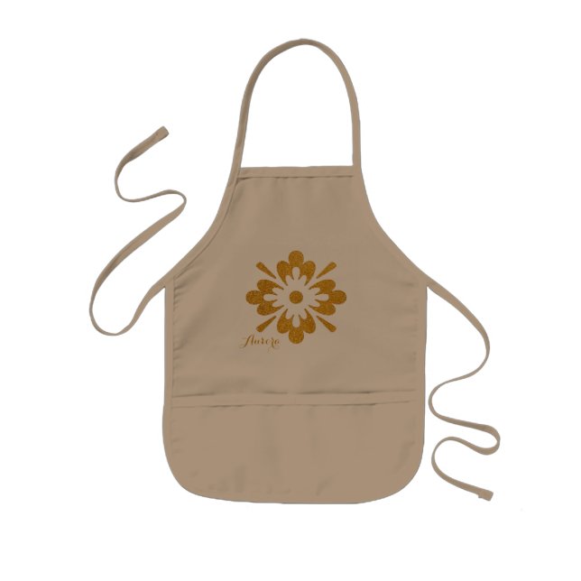 Luxus-Gold-Blumen-Glitter-Typografie Kinderschürze (Vorne)