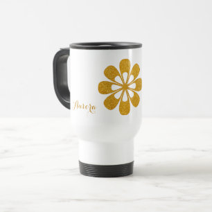 Luxus-Gold-Blumen-Glitter-Typografie Reisebecher