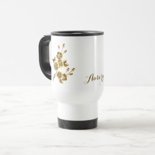 Luxus-Gold-Blumen-Glitter-Typografie Reisebecher