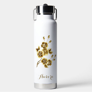 Luxus-Gold-Blumen-Glitter-Typografie Trinkflasche