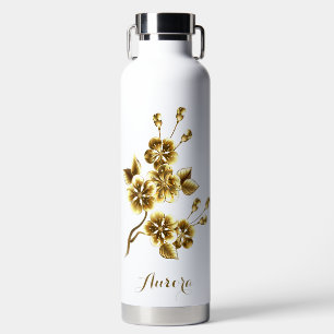 Luxus-Gold-Blumen-Glitter-Typografie Trinkflasche