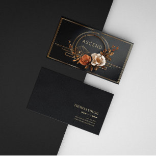 Luxus Gold Blumen Mitternacht Schwarz Eleganter Ra Visitenkarte