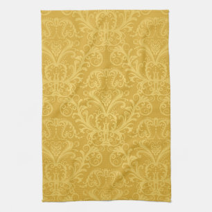 Luxus-Gold-Blumen-Tapete Geschirrtuch