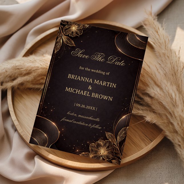 Luxus-Gold-Blumenwelle Save The Date (Von Creator hochgeladen)