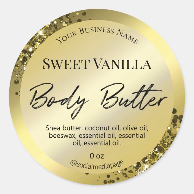 Luxus Gold Body Butter Labels Runder Aufkleber (Vorderseite)