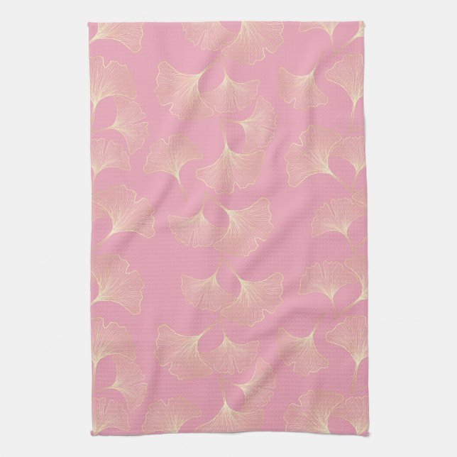 Luxus-Gold-Botanik-Blatt-Blush-Pink-Muster Geschirrtuch (Vertikal)
