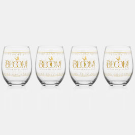 Luxus Gold Botanische Flora "BLOOM" Trinkbehälter Weinglas Ohne Stiel